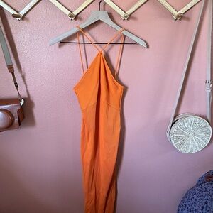 Elegant Orange Sleeveless Dress